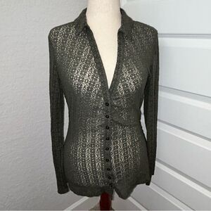 New, Natural Life Button Down Long Sleeve Lace Blouse Shirt Top